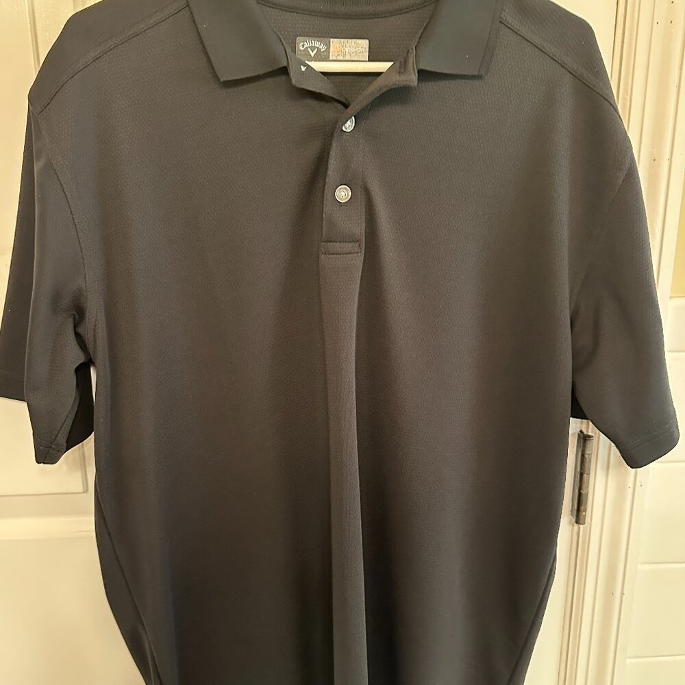 Callaway Polo Shirt Mens LG Opti Dri Black Golf Moisture Wicking Performance